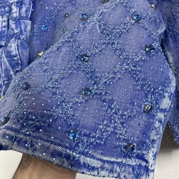 Vicious Authentic Denim Shorts Mens 36 Blue Embellished Cargo Studded Streetwear